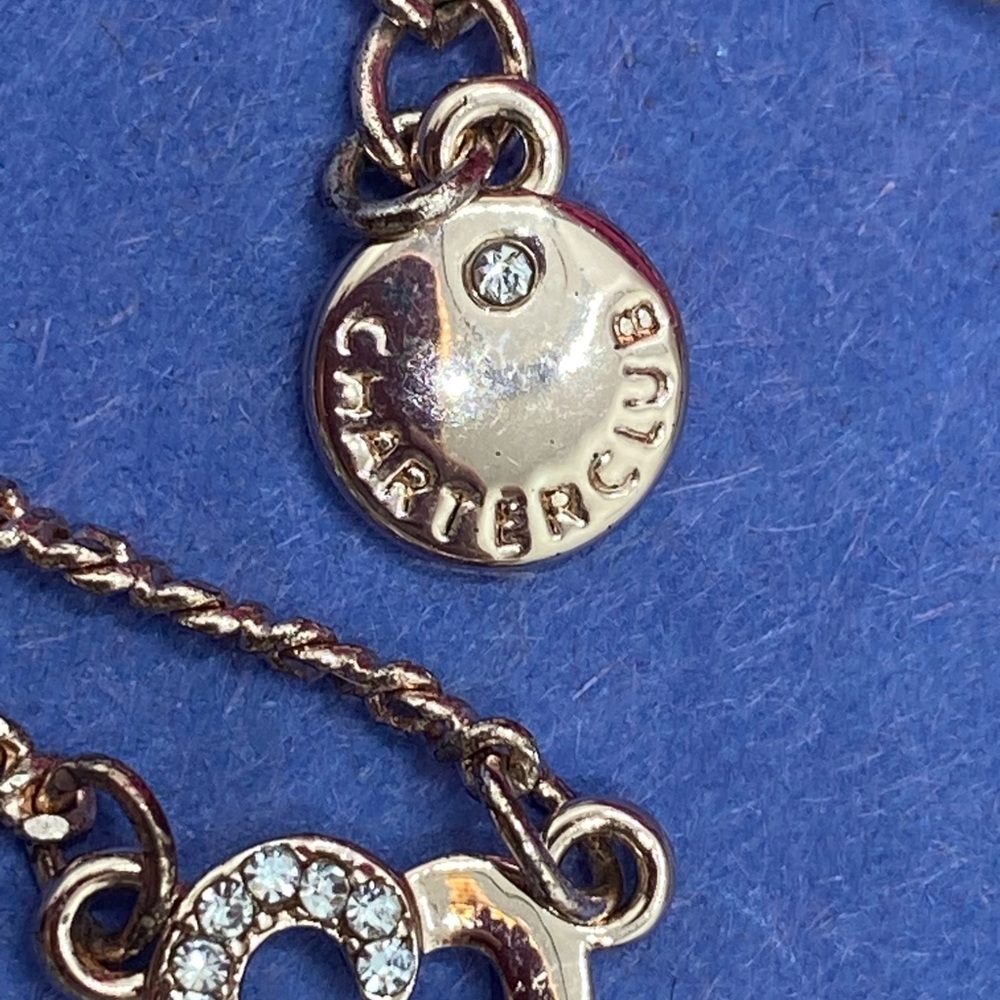 Charter club three hearts and rhinestone faux pearl pendant costume Necklace - Picture 2 of 5